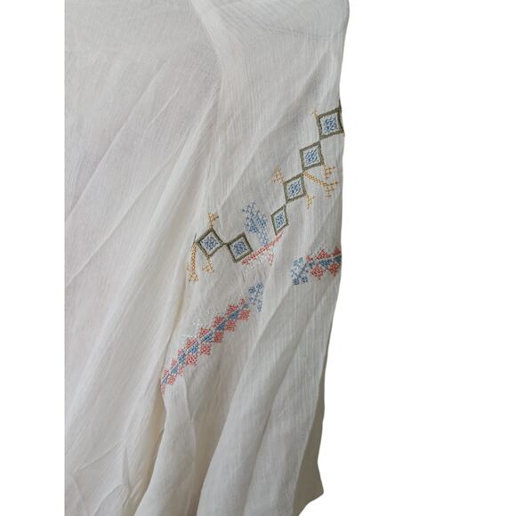 New POL Embroidered Boho Peasant Tunic Top Oversized Tassel Tie S - Picture 7 of 11